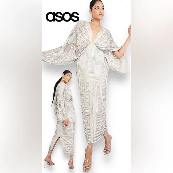 Asos Edition Glitter Kimono Dress Asos Edition Sequin Kimono
